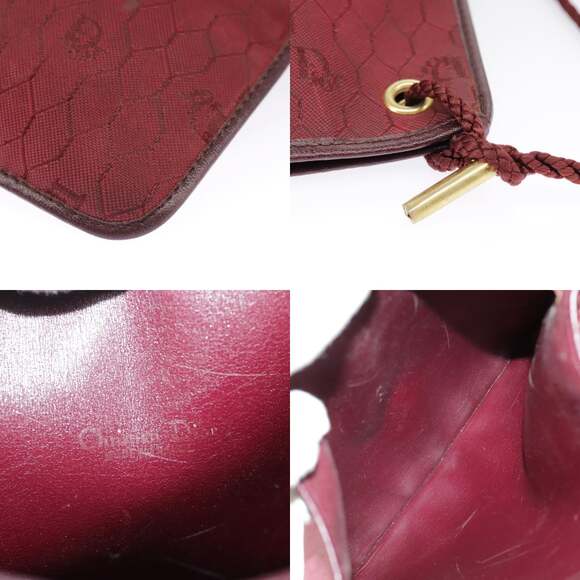 DIOR Honeycomb Canvas Shoulder Bag Red Gold - Picture 11 of 12